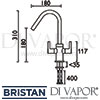 Bristan Cashew Kitchen Sink Mixer Dimensions